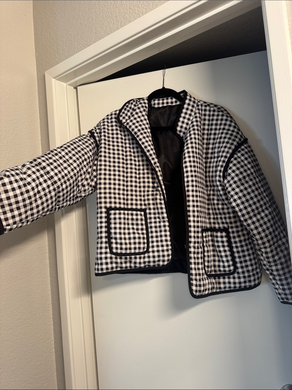 Black & White Gingham Quilted Jacket